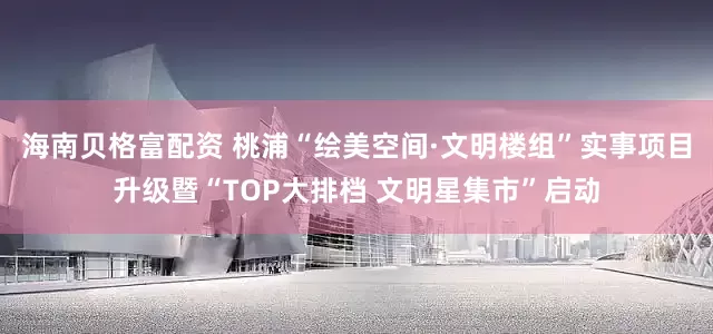 海南贝格富配资 桃浦“绘美空间·文明楼组”实事项目升级暨“TOP大排档 文明星集市”启动